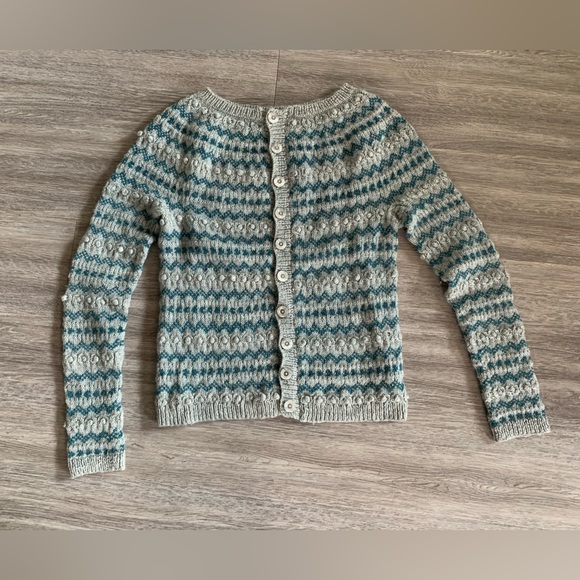 Hand knit (handmade) colourwork wool button down cardigan - Picture 1 of 5